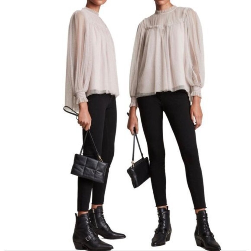 NWOT ALLSAINTS ‘PERRI’ TOP WITH METALLIC DETAILS Size 0